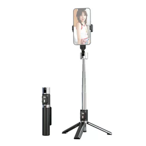 USAMS ZB324 Mini szelfibot (tripod állvány, állítható, bluetooth távkioldó, 20-100cm, 4.7-7" méret) FEKETE