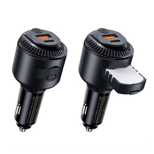 REMAX YATOY autós töltő USB+Type-C aljzat (60W, PD gyorstöltő, illatosító) FEKETE