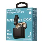 REMAX K13 bluetooth mikrofon (Type-C, LAVALIER csíptethető, zajszűrő + töltőtok) FEKETE