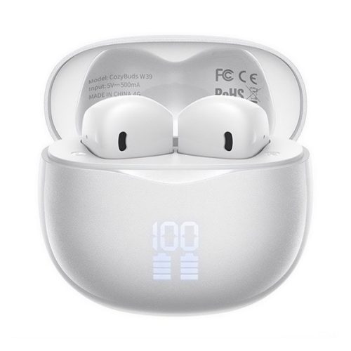 REMAX COZYBUDS bluetooth fülhallgató SZTEREO (v5.4, TWS, mikrofon, zajszűrő, LED kijelző + töltőtok) FEHÉR