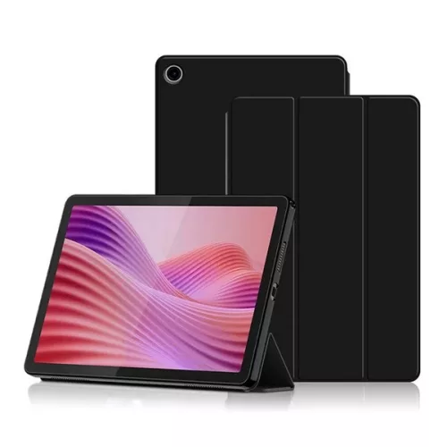 Tok álló, bőr hatású (aktív FLIP, oldalra nyíló, TRIFOLD, asztali tartó) FEKETE