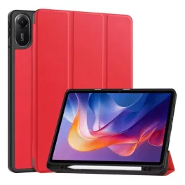   Tok álló, bőr hatású (aktív FLIP, oldalra nyíló, TRIFOLD, asztali tartó, ceruza tartó) PIROS