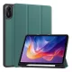 Tok álló, bőr hatású (aktív FLIP, oldalra nyíló, TRIFOLD, asztali tartó, ceruza tartó) SÖTÉTZÖLD