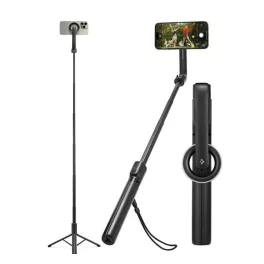   SPIGEN S580W szelfibot (univerzális, tripod állvány, állítható, bluetooth távkioldó, mágneses, 25-120cm) FEKETE
