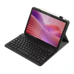 Tok álló, bőr hatású (FLIP, bluetooth billentyűzet, asztali tartó, QWERTY, angol nyelvű) FEKETE