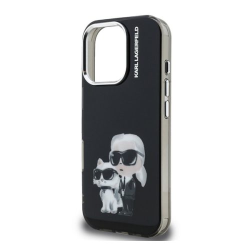 KARL LAGERFELD IML AQUARELLE KARL AND CHOUPETTE szilikon telefonvédő (ütésállóság, kameravédő) FEKETE