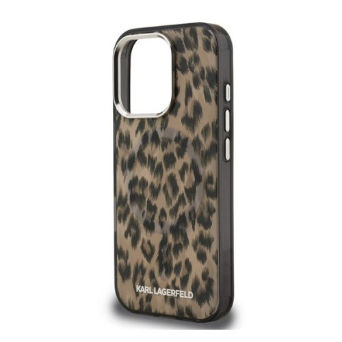 KARL LAGERFELD IML LEOPARD MAGSAFE szilikon telefonvédő (ütésállóság, kameravédő, MagSafe, leopárd minta) BARNA