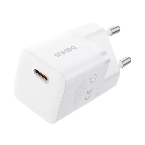 BASEUS GaN5 MINI 1C hálózati töltő Type-C aljzat (25W, PD gyorstöltő, GaN5) FEHÉR