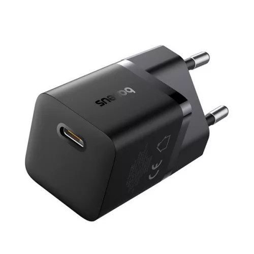 BASEUS GaN5 MINI 1C hálózati töltő Type-C aljzat (25W, PD gyorstöltő, GaN5) FEKETE