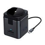 BLITZWOLF Type-C HUB 9in1 (elosztó, 100W, 3 USB+Type-C+RJ45+HDMI+2 TF/SD kártya aljzat, 15W, wireless) FEKETE