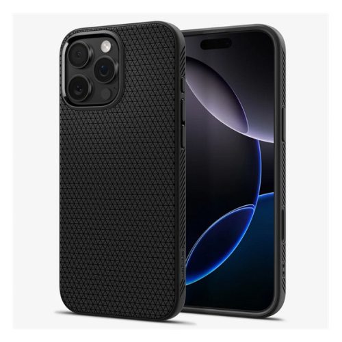 SPIGEN LIQUID AIR T szilikon telefonvédő (ütésállóság, légpárnás sarok, rombusz, MagSafe) FEKETE