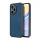 Szilikon telefonvédő (ütésállóság, bőr hatású hátlap, kameravédő) SÖTÉTKÉK