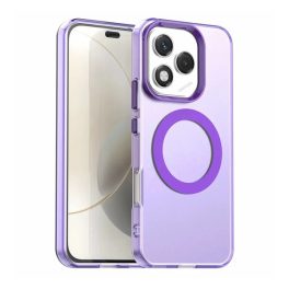   Szilikon telefonvédő (ütésállóság, műanyag hátlap, kameravédő, MagSafe) LILA