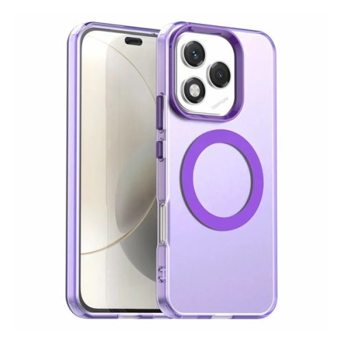 Szilikon telefonvédő (ütésállóság, műanyag hátlap, kameravédő, MagSafe) LILA