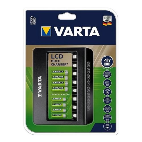 VARTA LCD MULTI CHARGER+ akkutöltő (240V, 8xAA/AAA elem kompatibilis, LED kijelző) FEKETE