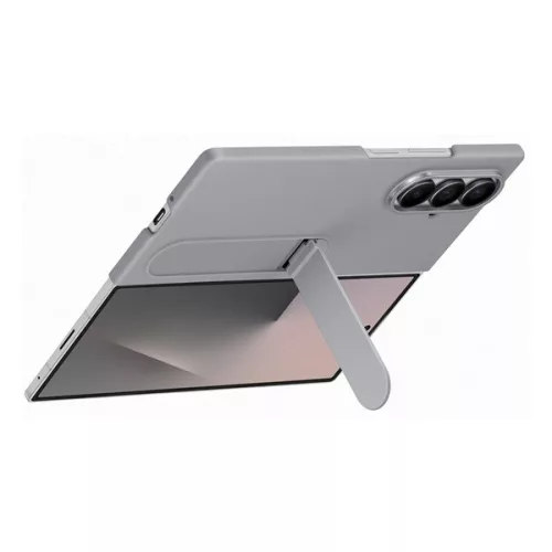 SAMSUNG szilikon telefonvédő (matt, kitámasztó + képernyővédő fólia) SZÜRKE