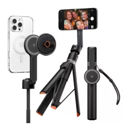   SPIGEN S581W szelfibot (univerzális, tripod állvány, állítható, bluetooth távkioldó, mágneses, 27.8-168.5cm) FEKETE