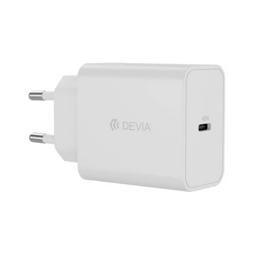DEVIA ROCKET hálózati töltő Type-C aljzat (45W, PD gyorstöltő) FEHÉR