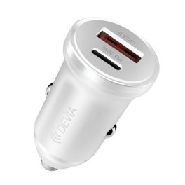   DEVIA SMART MINI autós töltő USB+Type-C aljzat (30W, PD gyorstöltő 3.0) FEHÉR