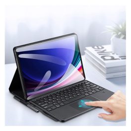   DUX DUCIS TK bluetooth billentyűzet + touch pad (asztali tartó, QWERTY, ceruza tartó) FEKETE