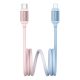 USAMS BICOLOR adatkábel (Type-C - lightning, 30W, PD gyorstöltő, 120cm) KÉK/RÓZSASZÍN