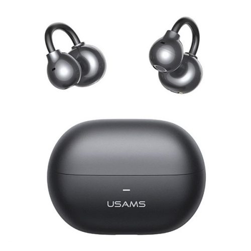 USAMS ECHO R02 bluetooth fülhallgató SZTEREO (v5.3, TWS, zajszűrő, fülre akasztható + töltőtok) FEKETE