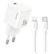 USAMS JO hálózati töltő Type-C aljzat (30W, PD gyorstöltő + lightning kábel) FEHÉR