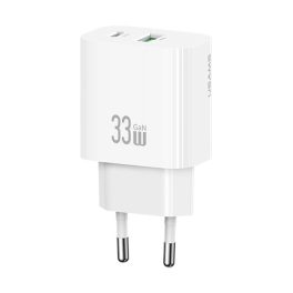   USAMS T65 hálózati töltő USB+Type-C aljzat (33W, PD gyorstöltő) FEHÉR