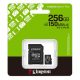 KINGSTON memóriakártya 256GB (microSDXC Canvas Select Plus Gen3 - Class 10, UHS-1, U1, V10, A1) - SD adapter