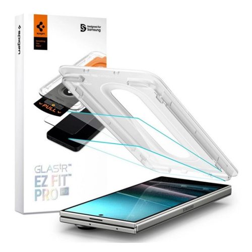 SPIGEN EZ FIT HD képernyővédő üveg 2db (2.5D, tokbarát, ultravékony, 0.2mm, 9H + segédkeret) ÁTLÁTSZÓ