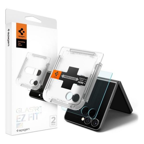 SPIGEN EZ FIT HD képernyővédő üveg 2db (2.5D, tokbarát, ultravékony, 0.2mm, 9H + segédkeret) ÁTLÁTSZÓ