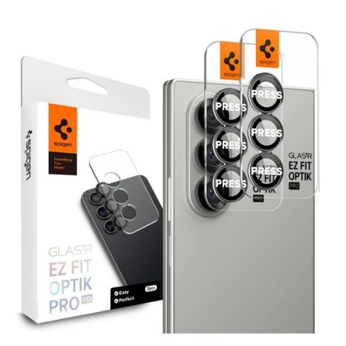 SPIGEN OPTIK PRO HD kameravédő üveg 2db (9H, csak lencse) FEKETE