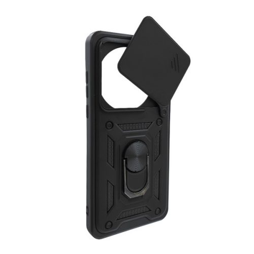 Defender szilikon telefonvédő (ütésállóság, tartógyűrű, kameravédő) FEKETE