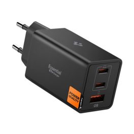 SPIGEN ESSENTIAL hálózati töltő USB+2 Type-C aljzat (67W, GaN, PD gyorstöltő 3.0) FEKETE   SPIGEN ESSENTIAL hálózati töltő USB+2 Type-C aljzat (67W, GaN, PD gyorstöltő 3.0) FEKETE