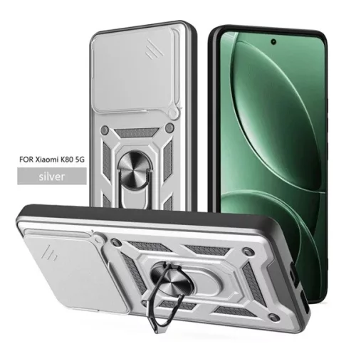 Defender szilikon telefonvédő (ütésállóság, tartógyűrű, kameravédő) EZÜST