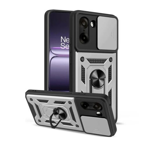 Defender szilikon telefonvédő (ütésállóság, tartógyűrű, kameravédő) EZÜST