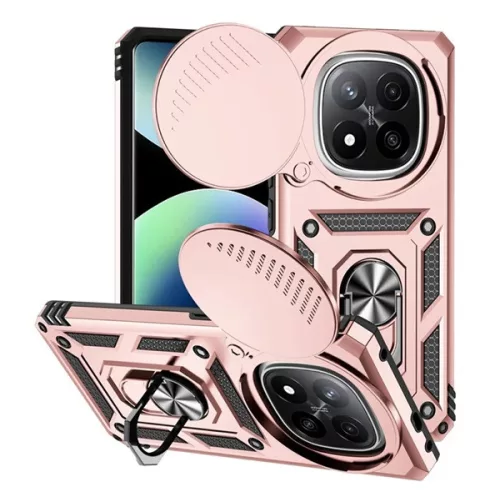 Defender szilikon telefonvédő (ütésállóság, tartógyűrű, kameravédő) ROZÉARANY