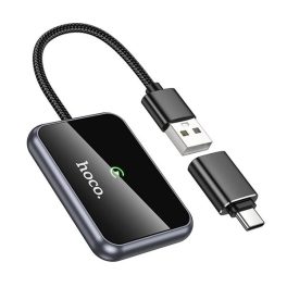   HOCO HU1 vezeték nélküli adapter (USB, Type-C, CarPlay kompatibilis, iOS kompatibilis) FEKETE