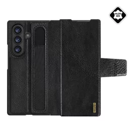   NILLKIN AOGE műanyag telefonvédő (valódi bőr hátlap, mikrofiber plüss belső, ceruza tartó) FEKETE