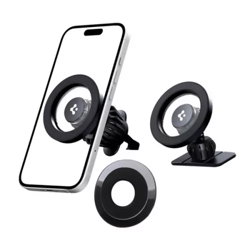 SPIGEN MFT13 autós tartó (szellőzőre, műszerfalra, öntapadó, 360°, mágneses) FEKETE
