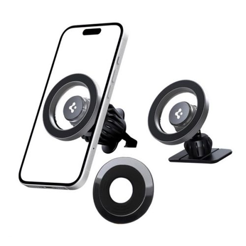 SPIGEN MFT13 autós tartó (szellőzőre, műszerfalra, öntapadó, 360°, mágneses) EZÜST