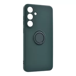   Szilikon telefonvédő (tartógyűrű, mikrofiber plüss belső, mágneses, kameravédő) SÖTÉTZÖLD