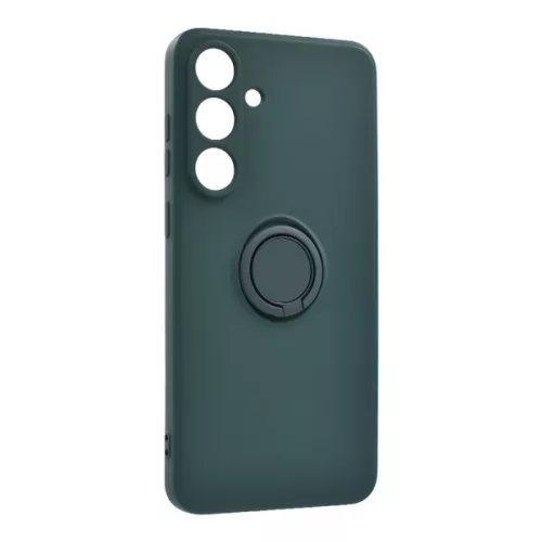 Szilikon telefonvédő (tartógyűrű, mikrofiber plüss belső, mágneses, kameravédő) SÖTÉTZÖLD