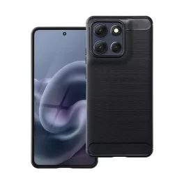   Szilikon telefonvédő (ütésállóság, légpárnás sarok, szálcsiszolt, karbon minta) FEKETE