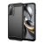 Szilikon telefonvédő (ütésállóság, légpárnás sarok, szálcsiszolt, karbon minta) FEKETE