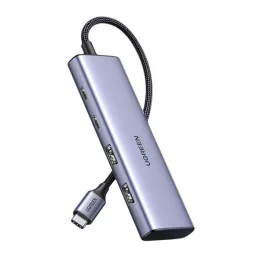   UGREEN CM471 Type-C HUB 7in1 (elosztó, 2 USB+Type-C aljzat, 20cm) SÖTÉTSZÜRKE