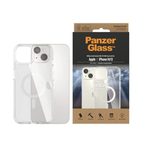 PANZERGLASS HARDCASE szilikon telefonvédő (ütésállóság, kameravédő, antibakteriális, MagSafe) ÁTLÁTSZÓ