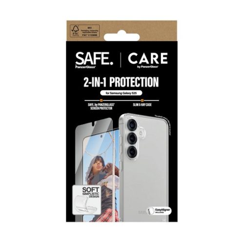 PANZERGLASS CARE FASHION 2IN1 szilikon telefonvédő (ütésállóság, légpárnás keret + képernyővédő üveg) ÁTLÁTSZÓ