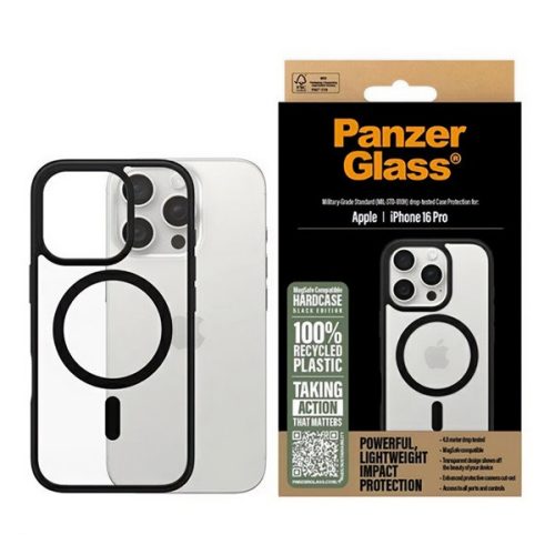 PANZERGLASS HARDCASE szilikon telefonvédő (ütésállóság, kameravédő, antibakteriális, MagSafe) FEKETE