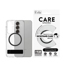   PANZERGLASS CARE KICKSTAND CASE szilikon telefonvédő (ütésállóság, kameravédő, mágneses, wireless, kitámasztó) FEKETE